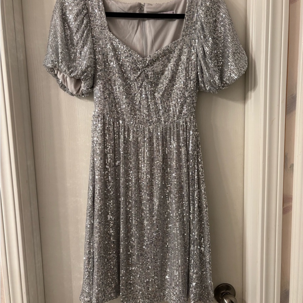 SO Silver Sequin Mini Dress